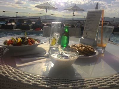 Novotel Athens - Greek salad and tzatziki by the rooftop pool