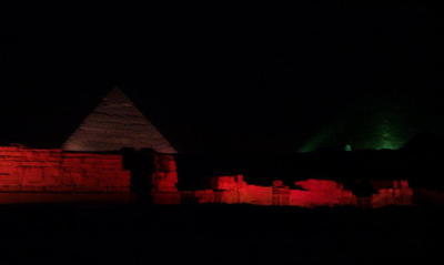 Hang- és fénykiállítás a Gizai piramisokon - Giza piramisok hang és fény show