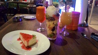 Aprons and Hammers - Mocktails, cake, and fruits