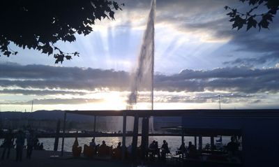 Geneva, Thụy Sĩ - Hồ Geneva và đài phun nước