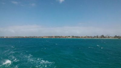 Jolly Pirates open bar snorkeling tour - Aruba island view from the sea