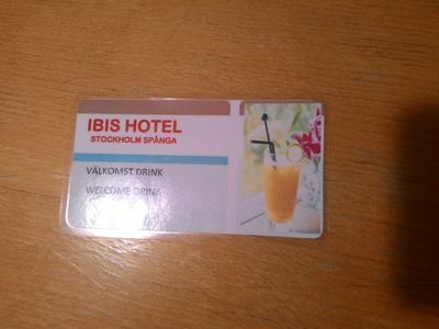 Hotel ibis Stockholm Spånga - Welkom drinkbewys