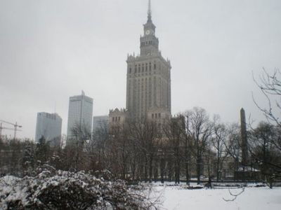 Warsaw, babban birnin Poland - Warsaw's cultural palace in winter
